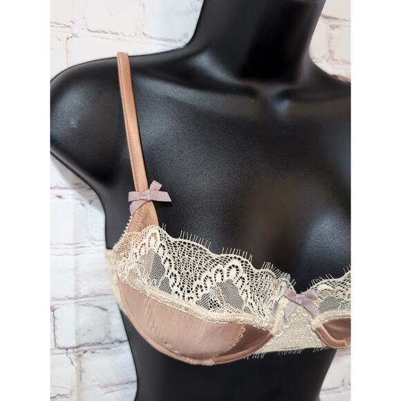 Fraulein Annie Cinnamon Lace And Satin Shelf Bra NWOT 34B Underwire - Picture 2 of 13